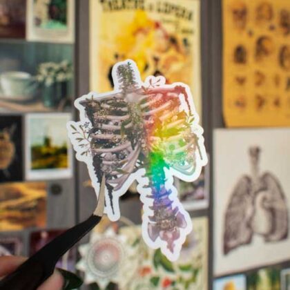 Sticker holographique - "Floral Ribcage”